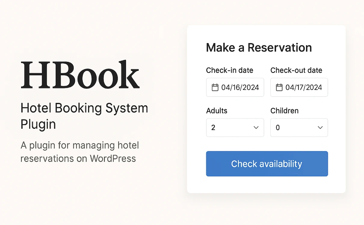 HBook - Hotel booking system - WordPress Plugin