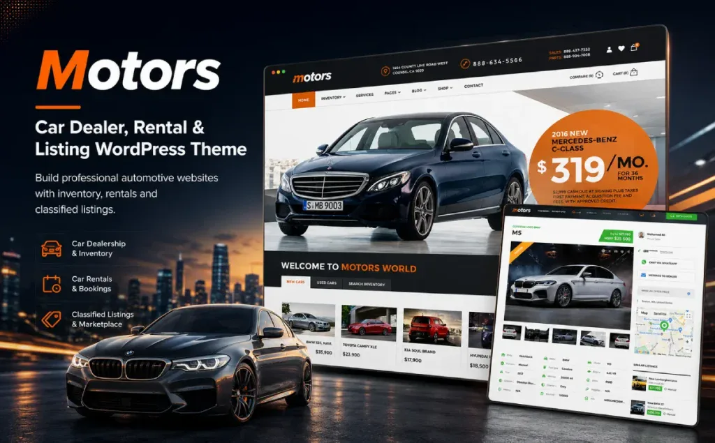 Motors - Car Dealer, Rental & Listing WordPress theme